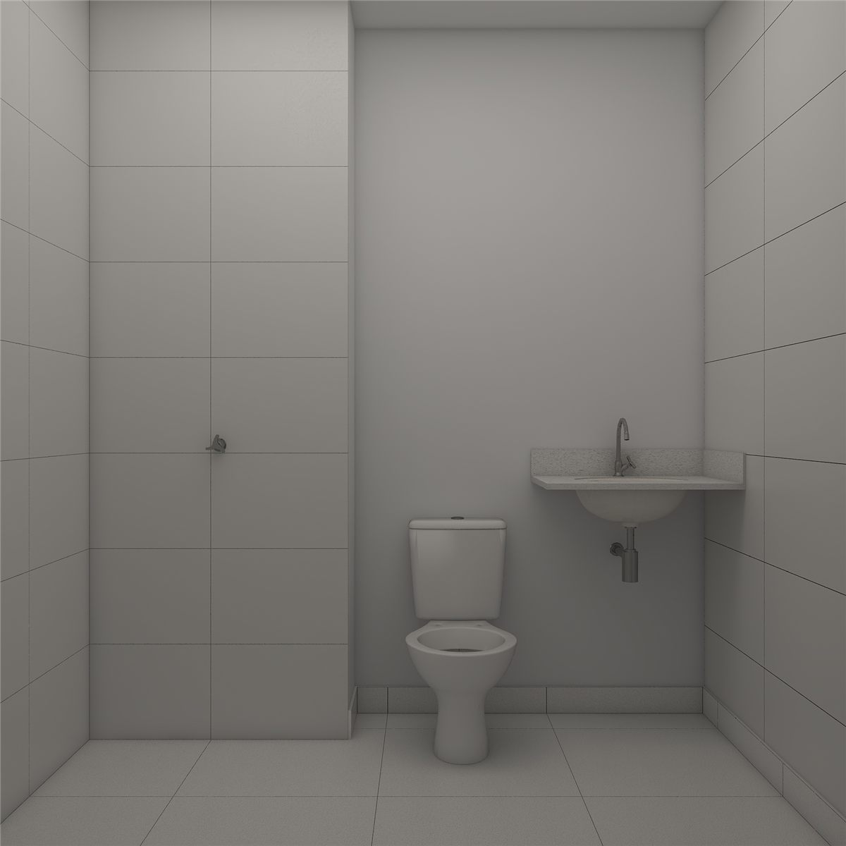 Banheiro sem decoração, como a unidade é entregue